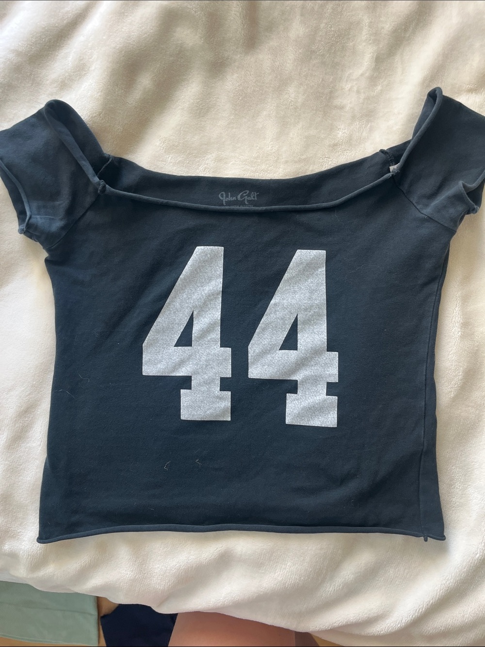 Brandy Melville Black Short Sleeve Tee with Silver '44' Graphic